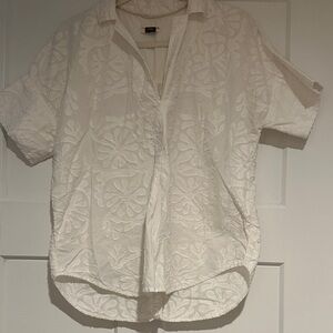 Anthropologie Pilcro White Embroidered Women's Top small